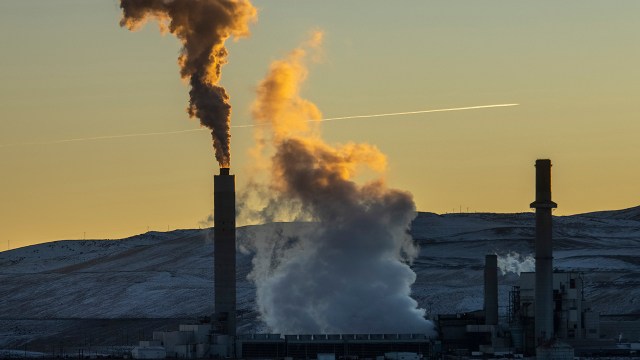 Steam and other emissions from the coal-fired Naughton Power Plant in Kemmerer, Wyoming, in 2022. (Natalie Behring/Getty Images)